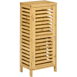 kleankin Badschrank Badezimmerschrank, Bad Beistellschrank mit Lamellentür, 2 Fächern, Aufbewahrungsschrank für Badezimmer, Wohnzimmer, Natur, 30 x 19,9 x 70 cm