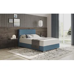 Boxbett INOSIGN "Stratus 2", blau (velvet 11 ocean), B:147cm L:211cm, 100% Polyester, Komplettbetten, Boxspringbett, inkl. Bettkasten und Matratze