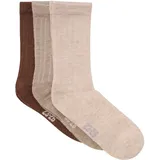 MINYMO Wool Socks Rib 3-Pack 31-34 Beige/Braun