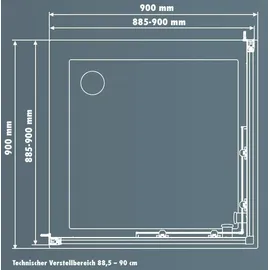 Primaster Easy 5 Eckeinstieg 90 x 90 cm