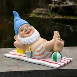 Gartenzwerg BERT im Urlaub liegend Dekofigur Gartenfigur Gnom H: 17,5cm Deko