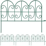 Relaxdays Beeteinfassung, 4er Set, Metall, HxB: je 28 x 38,5 cm, Beetumrandung für Garten, Zierzaun zum Stecken, grün