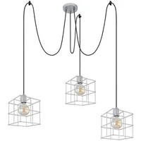 ETC Shop Hängeleuchte Pendellampe Deckenleuchte Wohnzimmerlampe Esszimmerleuchte, 3 Flammig, höhenanpassbar, Gitterschirme, Metall zink, E27, d 20 cm