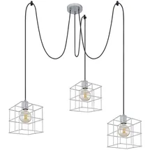 ETC Shop Hängeleuchte Pendellampe Deckenleuchte Wohnzimmerlampe Esszimmerleuchte, 3 Flammig, höhenanpassbar, Gitterschirme, Metall zink, E27, d 20 cm