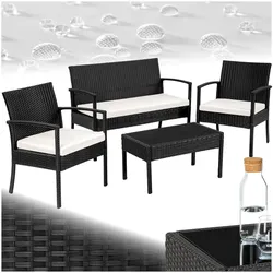 tectake® Rattan Sitzgruppe, für 4 Personen, UV-beständig, schlanke Gestelle