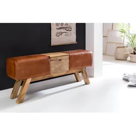 KADIMA DESIGN Sitzbank, Echtes Leder, Holzbeine, 120 cm, - Stilvoll & Komfortabel mit Stauraum