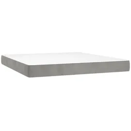 vidaXL Boxspringbett mit Matratze & LED Hellgrau 160x200 cm Samt