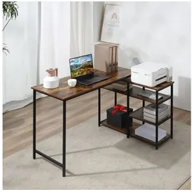 Homcom Eckschreibtisch L-Form Rustikales Braun