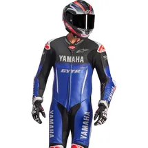 Alpinestars Yamaha GP-R7 Lederkombi - Blau/Schwarz/Weiß/Neon-Rot / 62