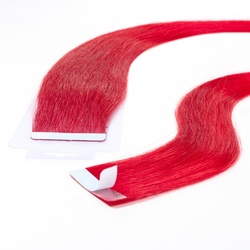 hair2heart Tape Extensions Echthaar #0/44 Rot-Intensiv Haarextensions 10 ct Pink Damen