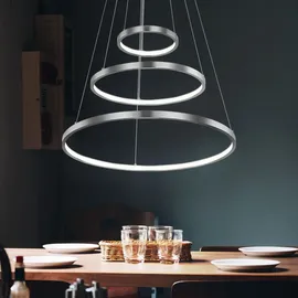 ETC Shop Hängeleuchte Wohnzimmer LED Pendelleuchte Ring Hängelampe Esstisch dimmbar höhenverstellbar, 1x LED 1x 57 Watt 1x 2200 lm, DxH 51x120 cm, Esstisch