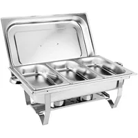 Begoniape Runder Chafing Dish Warmhaltebehälter mit 3 * 3L Wärmebehälter, Edelstahl Speisewärmer mit Hochglanzpolierter Deckel, Silber Wärmebehälter für Buffets, Hotels, Hochzeiten, Caterin