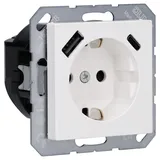 Jung Schuko-Steckdose mit USB-Ladegerät Alpinweiß