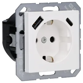 Jung Schuko-Steckdose mit USB-Ladegerät Alpinweiß
