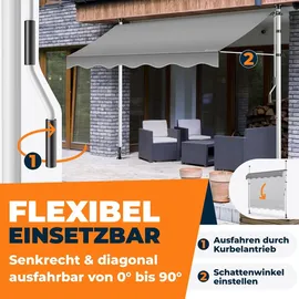 Kesser Klemmmarkise mit Handkurbel 400 cm grau