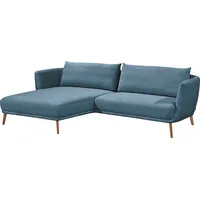 Schöner Wohnen Ecksofa SCHÖNER WOHNEN-KOLLEKTION "Pearl - 5 Jahre Hersteller-Garantie, auch in Bouclé L-Form" Sofas Gr. B/H/T: 270cm x 71cm x 160cm, Velours, Longchair links, blau (blaugrau) Maße (BHT): 27071160 cm, Füße aus Massivholz