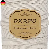 Makramee Garn 3 mm x 300 m, Natürliches Makramee, Baumwollgarn Macrame Cord,