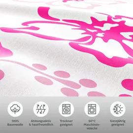 MY HOME Wendebettwäsche MY HOME "Litschi", pink, B/L: 135cm x 200cm, 1 Stk., 1 Stk., Linon, B/L: 80cm x 80cm, 2, Linon, Obermaterial: 100% Baumwolle, Bettwäsche, Wendebettwäsche, ab Größe 135x200 cm, mit Blumen, in 2 Qualitäten erhältlich, Hawaii