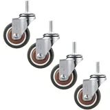 Suwooy 4 STK. Schwerlastrollen 25mm/38mm/50mm, Lenkrollen Mit Bremse/ohne Bremse, Kleine Geräuschlose Möbelrollen Aus Gummi, Ersatz Rollen Für Möbel, Warenkorbrollen,4Nobrakes-25mm/M6