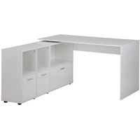 Schreibtischkombination 136 x 75,5 x 155,5 cm Weiß | Schreibtisch mit Sideboard | Winkelschreibtisch Home Office | Tisch Büro Modern