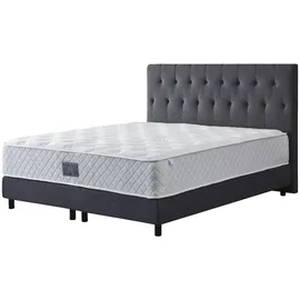 V6 Boxspringbett Modell 213 mit Taschenfederkernmatratze-25cm - Grau