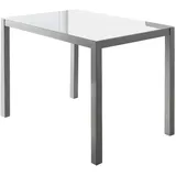 MOMMA HOME - Esszimmertisch - Modell Melbourne - Farbe Reinweiß - Maße 110 x 75 x 75 cm - Sicherheitsglas und Metallrahmen - Rechteckiges Format