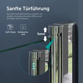 SoGood doporro Duschtür Nischentür dusche Duschabtrennung Duschkabine 85cm Nischendrehtür 195cm ESG-Sicherheitsglas mit Milchglas-Streifen Drehtür mit... Hebe- und Senkmechanismus Teramo24MS