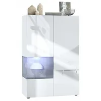 Vladon Vitrine, Grau, 91.5x136.5x37 cm, Wohnzimmer, Wohnwände, Vitrinenschränke