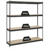 Proregal Schwerlastregal Wood YETI Four HxBxT 200x150x60cm | Fachlast 400kg | Anthrazit | Regal Standregal Werkstattregal Lagerregal Kellerregal