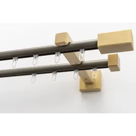 GARESA Gardinenschiene GARESA "Cubus, Quader Innenlauf", beige (natur, chromfarben), L:240cm, Gardinenstangen, Gardinenschiene, Innenlauf-Vorhanggarnitur, verlängerbar, Holz-Aluminium