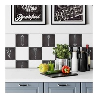 K&L Wall Art Fliesenaufkleber Klebefliese Sticker Set selbstklebend Matt Tafel Schwarz Vintage Küche schwarz 15 cm x 15 cm