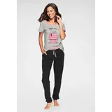 Peanuts Pyjama PEANUTS, Damen, Gr. 32/34, bunt (hellgrau, melange, anthrazit, rosa), Single Jersey, Obermaterial: 100% Baumwolle, mehrfarbig, Basic, Rundhals, Kurzarm, Homewear-Sets, mit Snoopy-Print