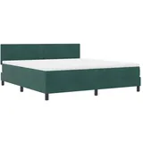 vidaXL LED Boxspringbett mit Matratze Dunkelgrün 180 x 200 cm Samt