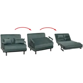 Mendler Schlafcouch Chenille 1-Sitzer Blau/Grün