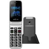 artfone Seniorenhandy G3 | Klapphandy mit Notruftaste | 4G | Zeitansage | Grau - Grau