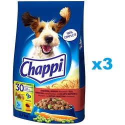 CHAPPI Trockenfutter mit Rindfleisch 3×2.7kg für ausgewachsene Hunde