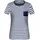 James & Nicholson T-Shirt Damen Kurzarm-Shirt mit Streifen und Brusttasche aus Baumwolle blau L