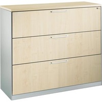 CP-Möbel Hängeregisterschrank Asisto C3000, 3-bahnig, 3 Schübe, Metall/Holz, lichtgrau / ahorn