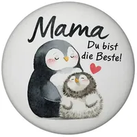 Speecheese Pinguin Mutter und Kind Magnet rund mit Spruch