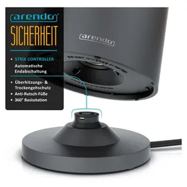 Arendo Wasserkocher 1,5 l Grau