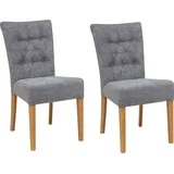 Home affaire Polsterstuhl Queen (Set, 6 St), Esszimmerstuhl mit Knopfheftung, 2er, 4er oder 6er-Set blau|grau