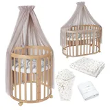 Waldin Babybett OWAL Kinderbett 7in1 mit Matratze, mitwachsendes Kinder-Bett