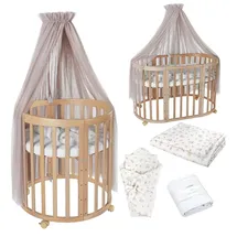 Waldin Babybett OWAL Kinderbett 7in1 mit Matratze, mitwachsendes Kinder-Bett