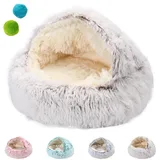 Haboz Hundehöhle, HABOZ GoHöhle - Ergonomische Hundehöhle Für Gelenkschonende Schläfchen, Hunde Kuschelhöhle Hunde Höhle Katzen Bettchen (Brauner Langer Plüsch, 60 * 60cm/23.6in*23.6in)