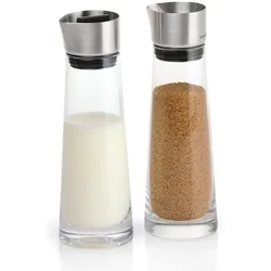 Milch- und Zuckerset BLOMUS "MACCHIATO", transparent, 2 tlg., Glas, Edelstahl, Geschirr-Sets, Menage Milch-Zucker-Set