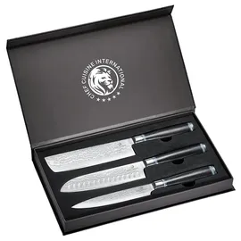 CHEF CUISINE Damast Messer-Set 3-tlg., Santoku Messer, Allzweckmesser