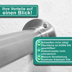 PRIOstahl Flansch Wandflansch für Rundrohre Ø 33,7mm Rohrhalter Geländer aus Edelstahl V2A