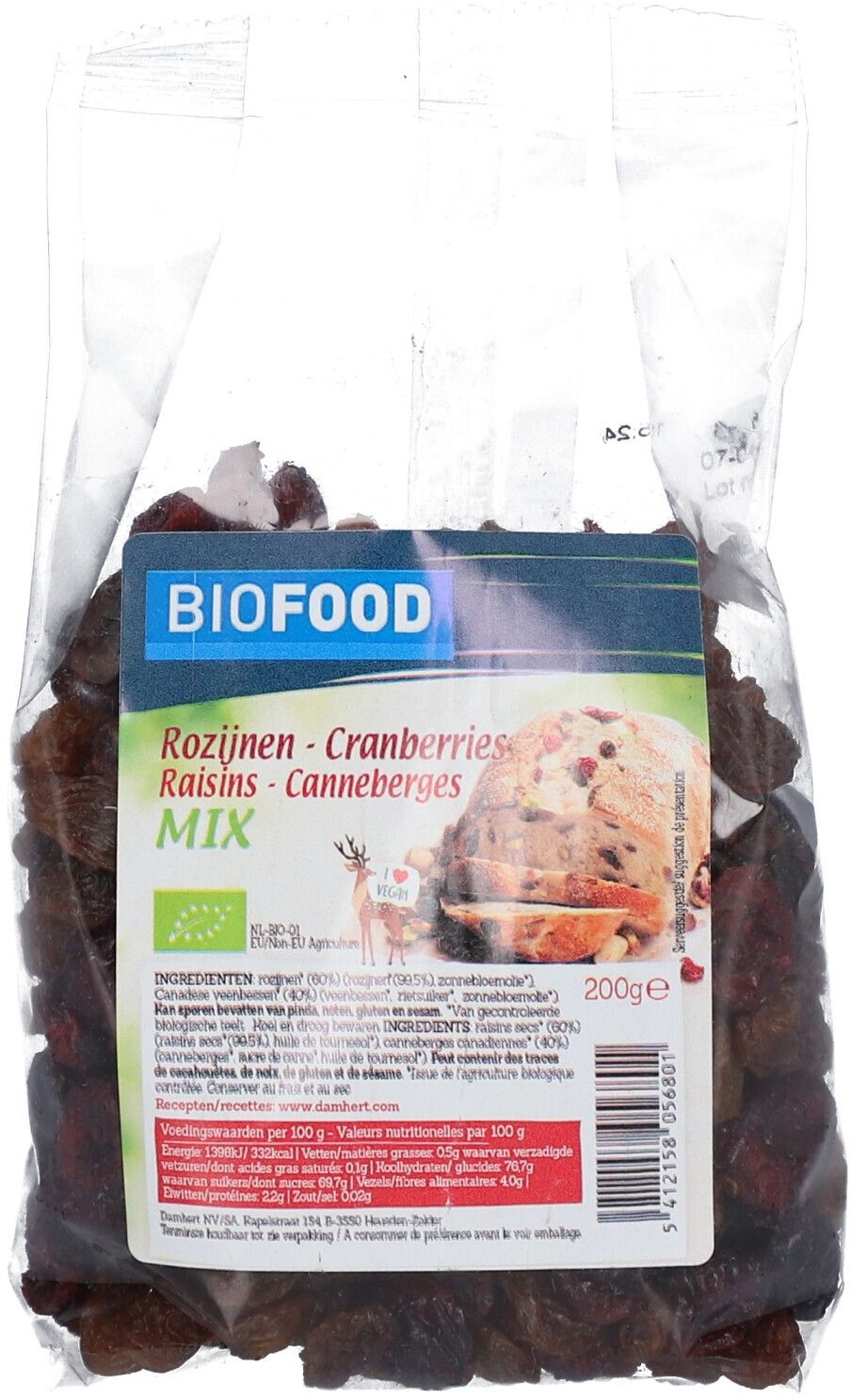 Biofood Raisins - Canneberges Mix 200 g 200 g Graines