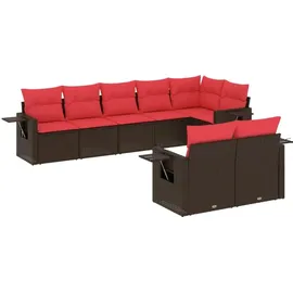 vidaXL Gartensofa-Set mit Kissen, braun, Polyrattan