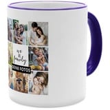 PhotoFancy® - Fototasse 'Collage' - Personalisierte Tasse mit eigenem Foto - Dunkelblau - Layout Collage 9 Bilder